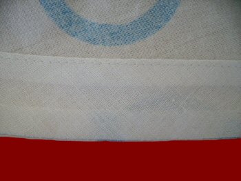 runde Tischdecke mit Schr&auml;gband, Detailansicht der Naht, N&auml;hservice Aurach